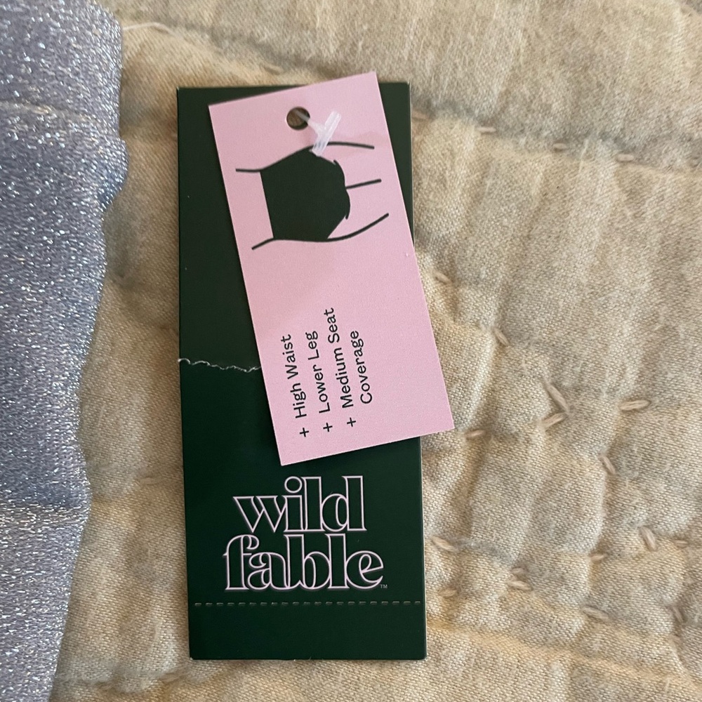 🩶 NWT Wild Fable Glittery Silver Swim Boy Shorts sz m 🩶 - Picture 2 of 6